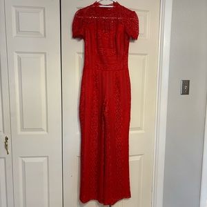 Alexis Inspired Red Lace Jumpsuit